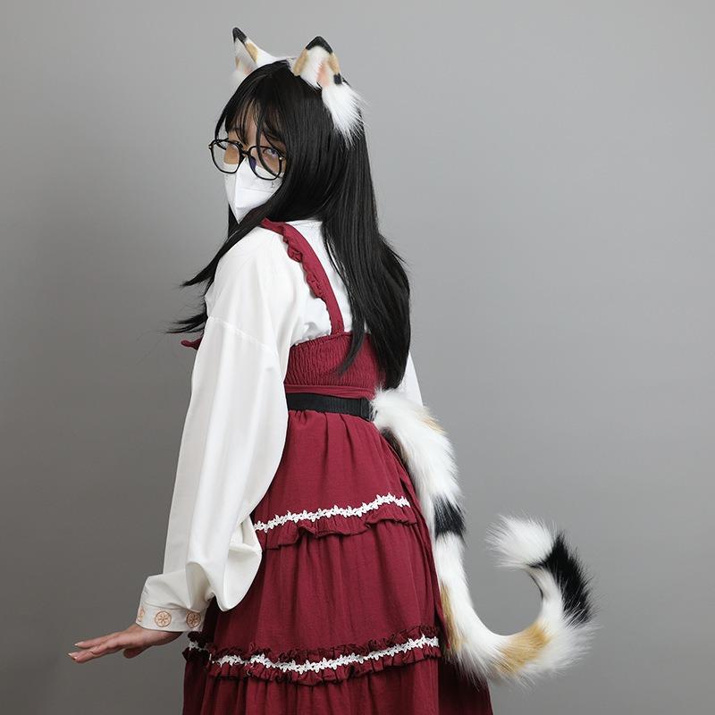 Милые имитационные звериные уши хвост комикс шоу косплей реквизит головной убор аксессуары плюшевый кошачий ободок кошачий хвост набор