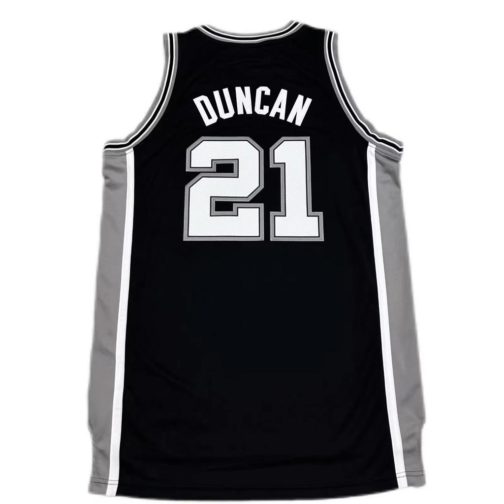 Adidas X NBA Collaboration Spurs Duncan 21 Logo Comfortable Pullover Basketball Jersey Unisex Jersey Black 7912A-304-K9169