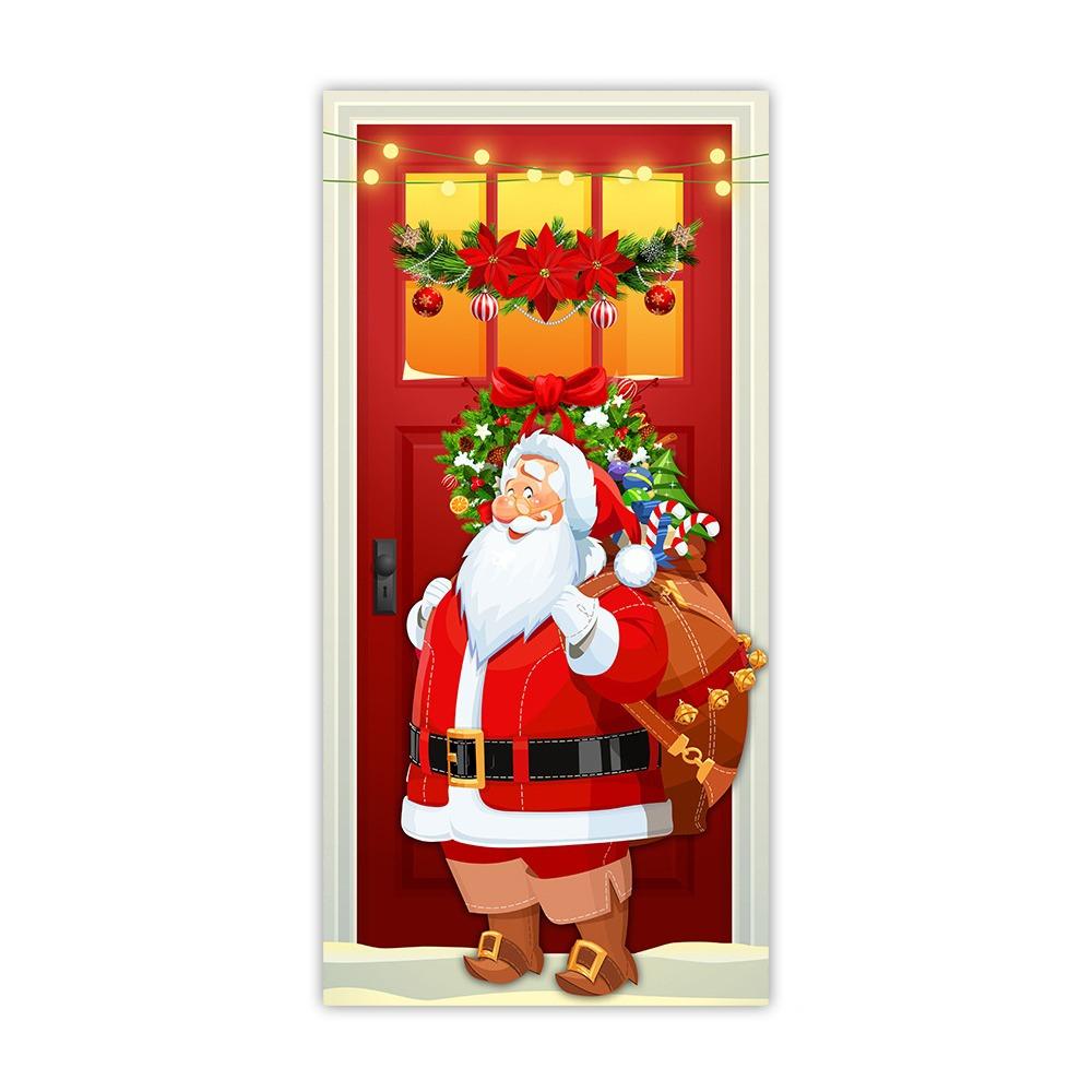 90x185cm Christmas Hanging Cloth Background Christmas Door Cover  Indoor and Outdoor