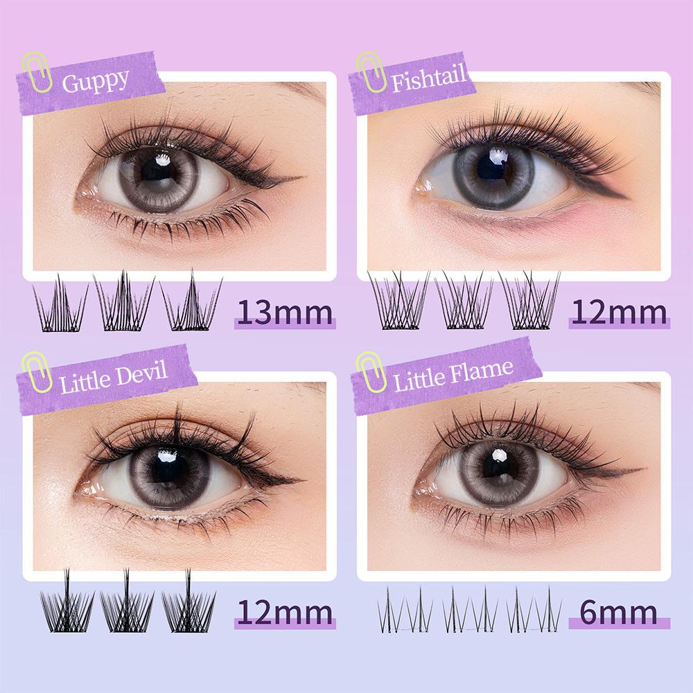 GECOMO Large Volume False Eyelashes Natural Volume Curly Four Different Types Of False Eyelashes In One Box Good For Travel