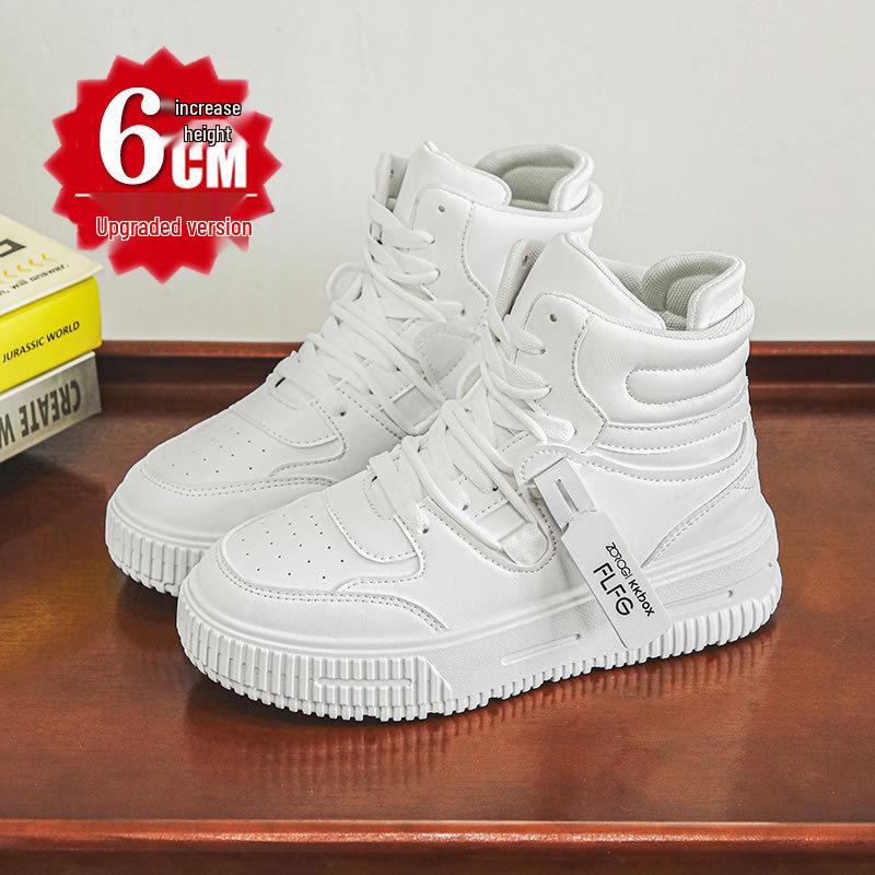 Белые кроссовки хай-топы Comic Con с внутренней высотой 10 см, толстая подошва 12 см - Модные повседневные спортивные кеды на доске в корейском стиле