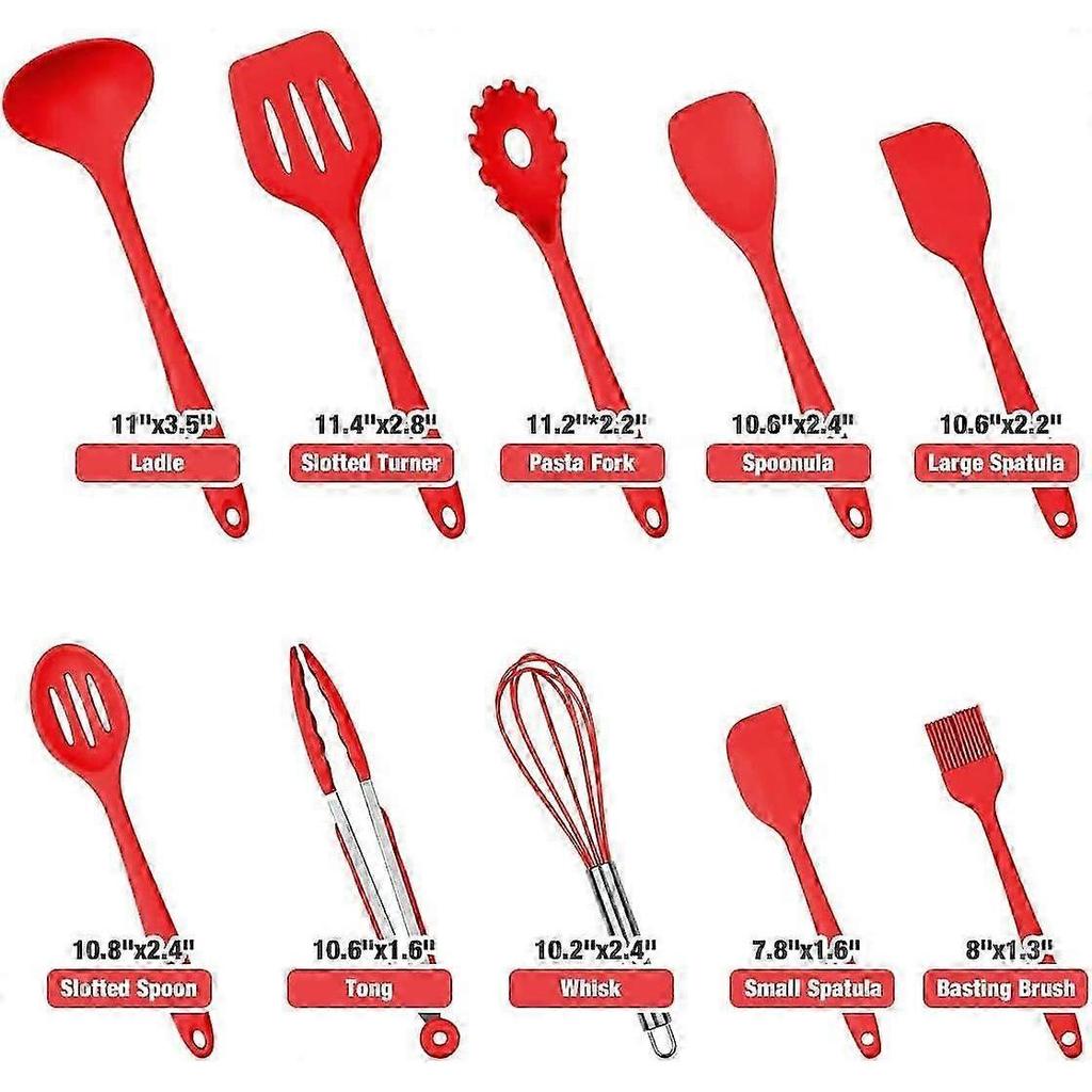 Home Silicone Kitchen Utensils Set(10 Piece) Heat Resistant Baking & Cooking Utensils Non Stick - Non Scratch Cooking Utensils Kitchen Good Helper (Re