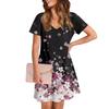 Women's Casual And Fashionable V-neck Short Sleeve Printing Mid Length Dress