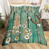 Dandelion Floral Duvet Cover King Queen Wooden Plank Farmhouse Comforter Cover Microfiber Dragonfly Botanical Weed Bedding Set