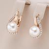 Water Drop Geometric White Zircon Synthetic Pearl Drop Earrings for Women Trendy Gold Color Party Fashion Jewelry