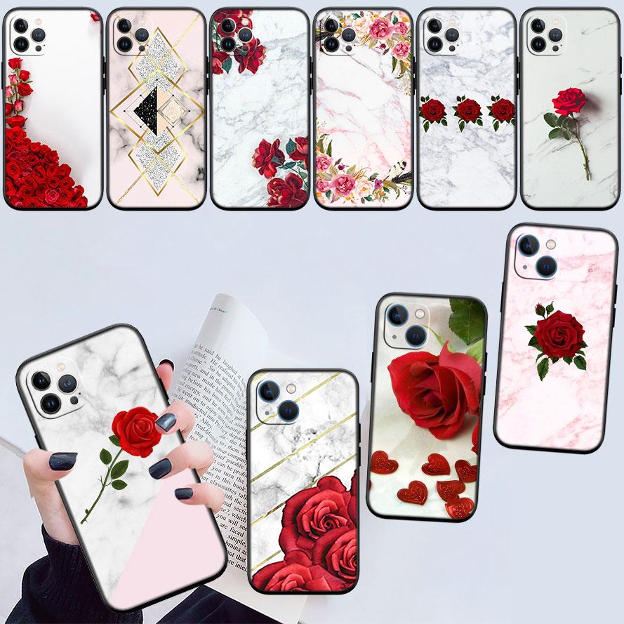 Red Rose Marble New High-End Shell Phone Case for Redmi Note 10 11 12 Pro Max 10S 10C 10T 11A 11S 12S 12C