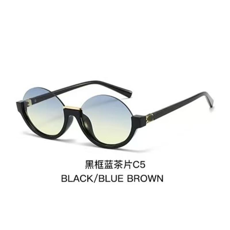 New round retro half-frame high-quality women's sunglasses, European and American fashion street photography anti-ultraviolet sunglasses for men