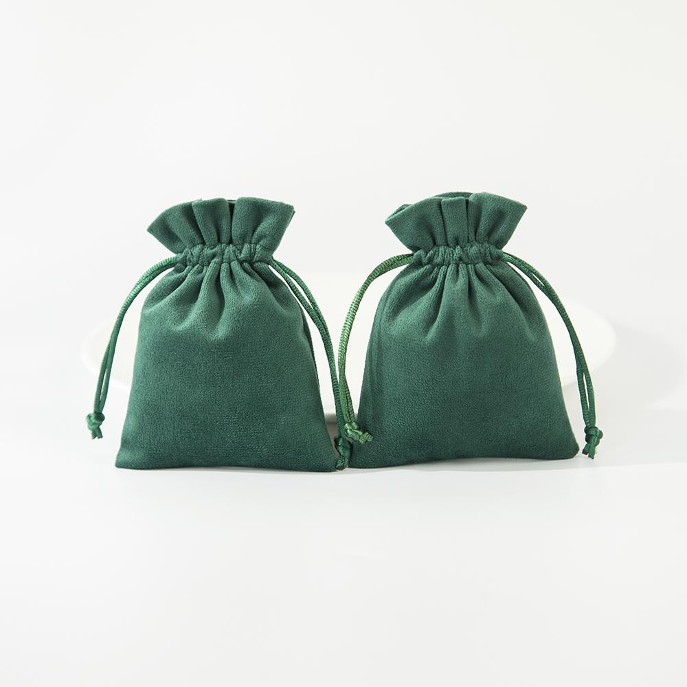 5 шт./лот темно-зеленая замшевая сумка для ювелирных изделий мягкая бархатная грибная упаковка открытого типа с завязками для хранения колец сережек органайзер