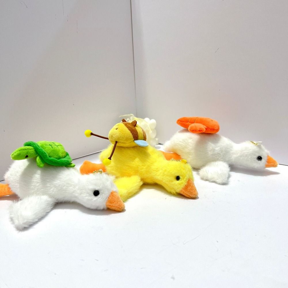 Crayfish Turtles Bees Duck Plush Keychain Fluffy Plush Cartoon Duck Keychain Bag Hanging