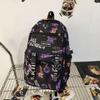 Школьный рюкзак для средней школы, женский, с принтом граффити, мужской, большой вместимости, дорожный рюкзак