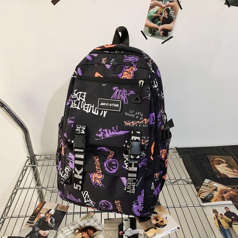 Школьный рюкзак для средней школы, женский, с принтом граффити, мужской, большой вместимости, дорожный рюкзак