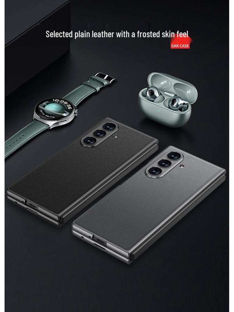 Ультратонкий кожаный чехол для Samsung Z Fold7 - Металлическая краска, Однотонный, Интегрированная конструкция корпуса
