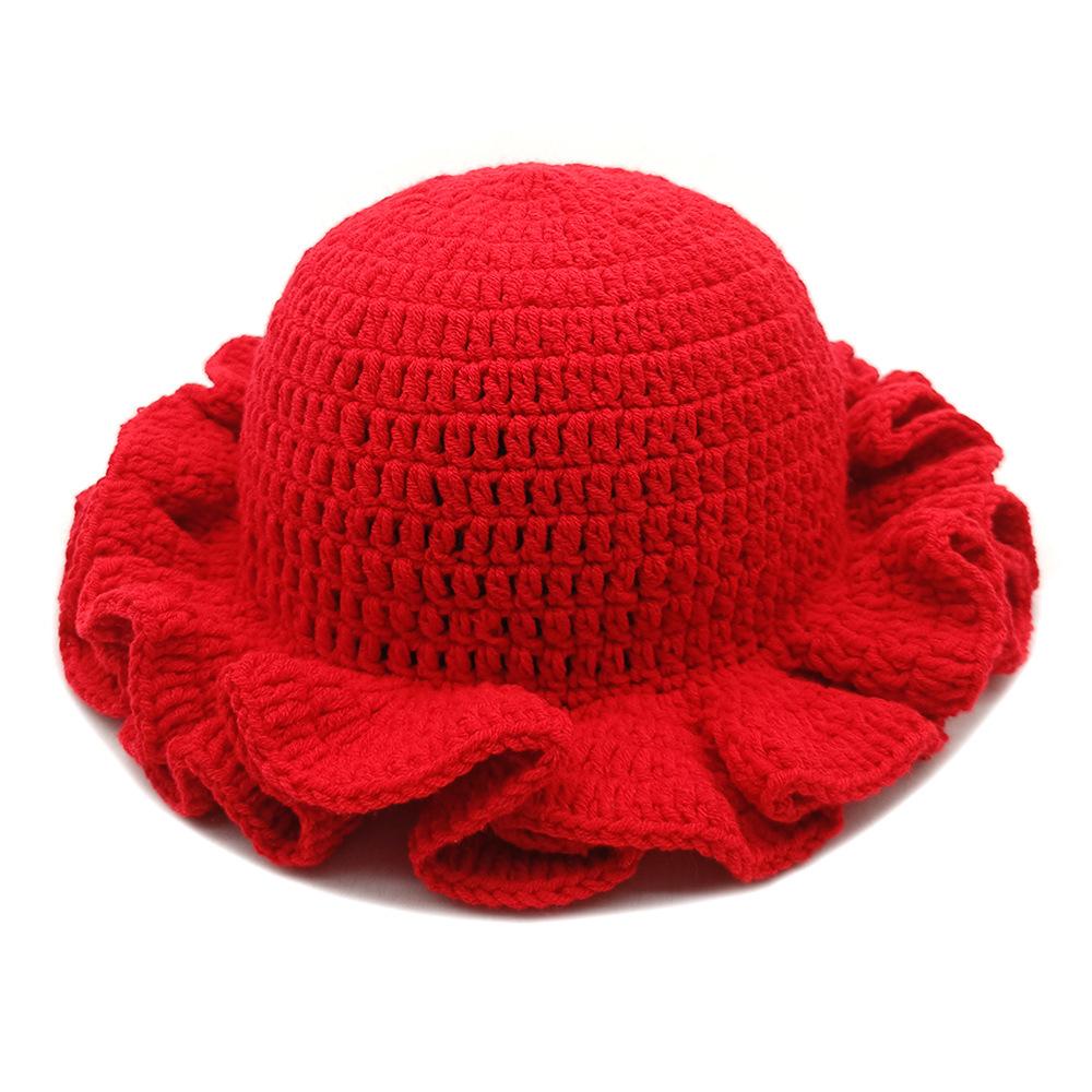 New Trend 2025 for Party Cross-Border Fashionable and Versatile Crocheted Ruffled Woolen Hat New Product Ruffled Hat