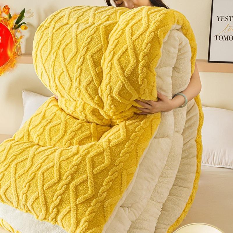 Двустороннее одеяло AB-версии, супертолстое, зимнее, теплое, для кровати, искусственный ягненок, кашемир, утяжеленное одеяло, мягкое, комфортное, теплое, стеганое одеяло