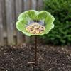 Flower Shaped Bird Bath Stand Metal Bird Water Dispenser Bird Bath Bowls Flower Garden Stake  Patio