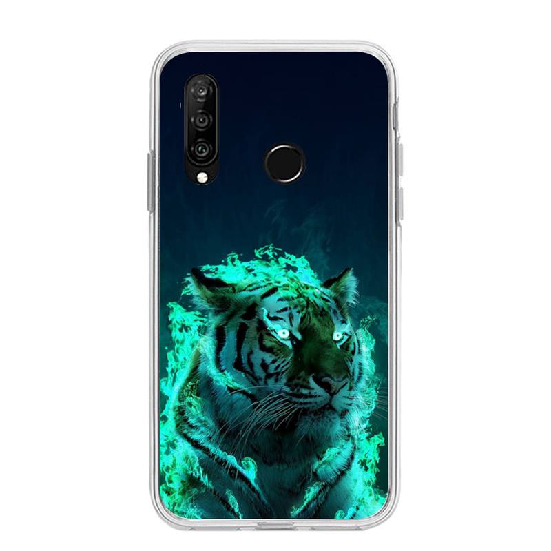 Модный чехол для телефона Tiger для Huawei P20 P40 Lite P30 Pro P Smart 2019 Nova 3e 6 Se силиконовый прозрачный мягкий чехол