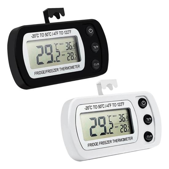 Refrigerator Thermometer with LCD Display Waterproof Freezer Fridge Thermometer with Max/Min Record High Precision Refrigerator Thermometer for Cooler