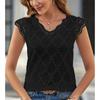 Женская модная свободная белая кружевная рубашка с V-образным вырезом