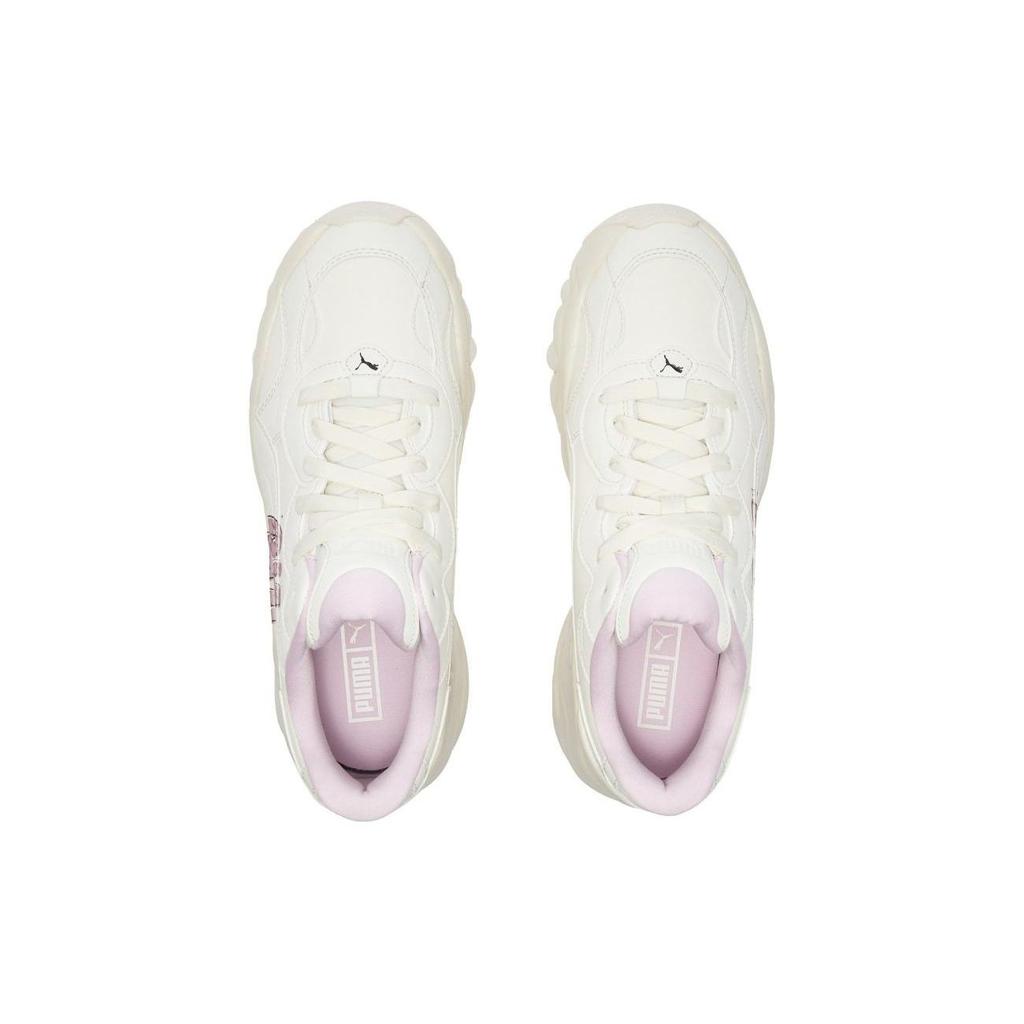 Puma Pulsar Wedge Logo Play Leather Trendy Mid-Top Dad Shoes Women Sneaker White Pink 395450-01