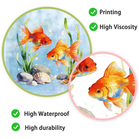 Goldfish Window Sticker Static Cling Window Decal Waterproof Removable Window Cling for Bathroom Living Room Bedroom