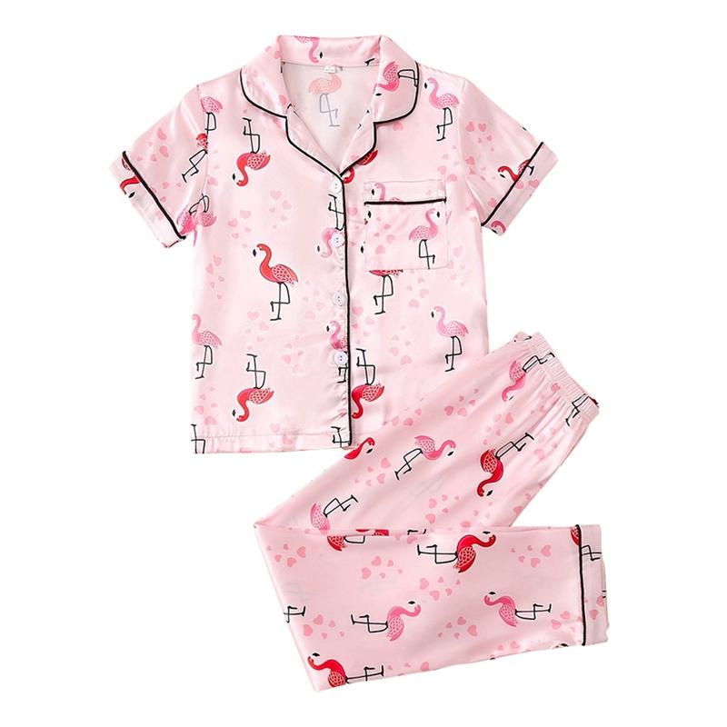Детская домашняя одежда для девочек от 8 до 12 лет, рубашка с короткими рукавами, топ и брюки, костюм для сна с принтом