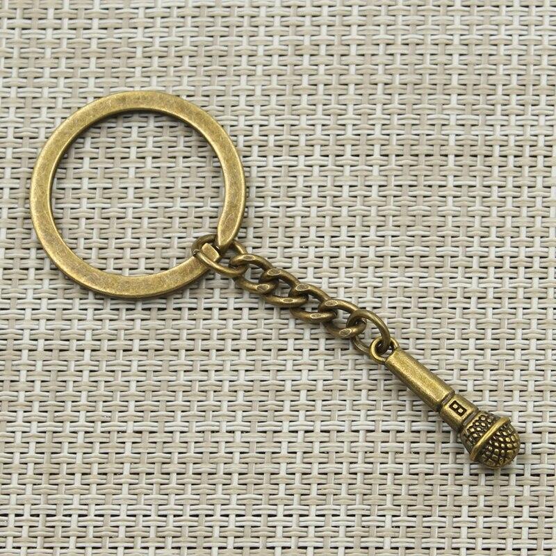 Новая мода для мужчин 30 мм брелок DIY металлический держатель цепи винтажный микрофон 25x7 мм античная бронза серебряный цвет кулон