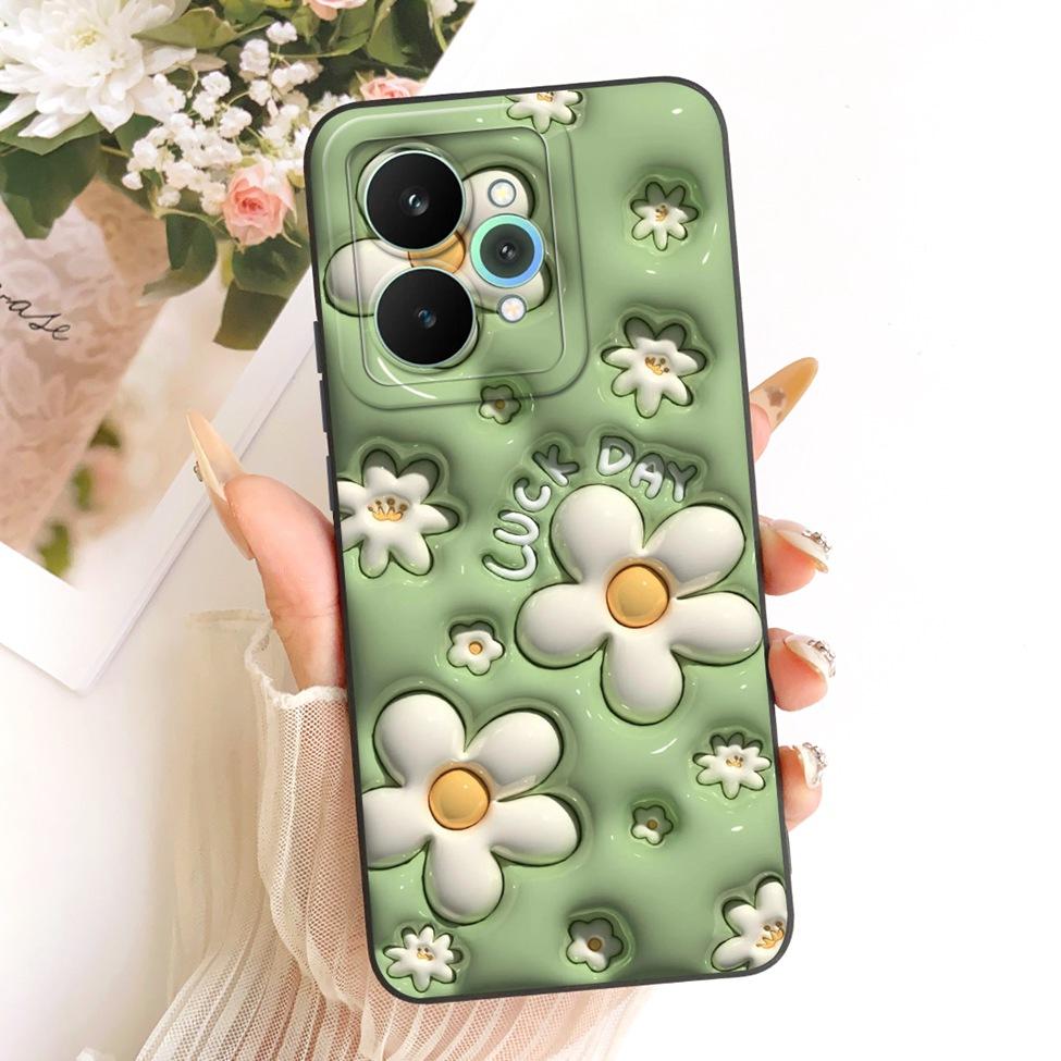 Чехол для Realme 15 Pro Корпус RMX5101 Силиконовый Роскошный Модный Цветы Каваи Милый Расписной Ударопрочный Чехол для Телефона