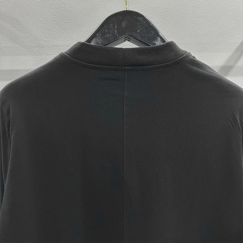 SUBHUMAN Мужская футболка весна/лето 2024 из двух частей, трикотажная, двухслойная, однотонная, свободная, с длинным рукавом