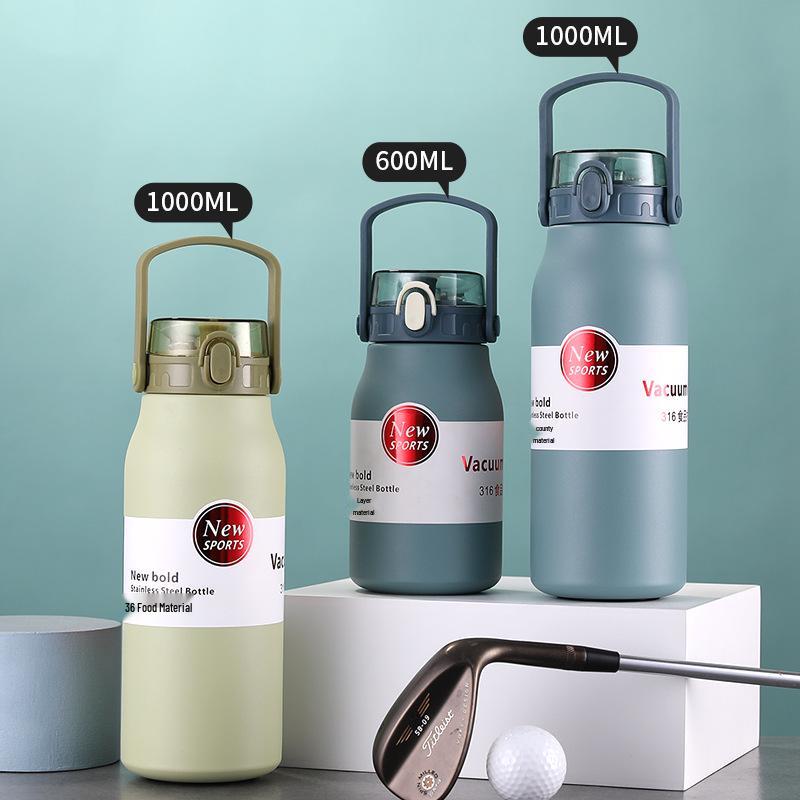 316 Stainless Steel Outdoor Fitness Water Bottle with Travel Kettle Design and Logo Print