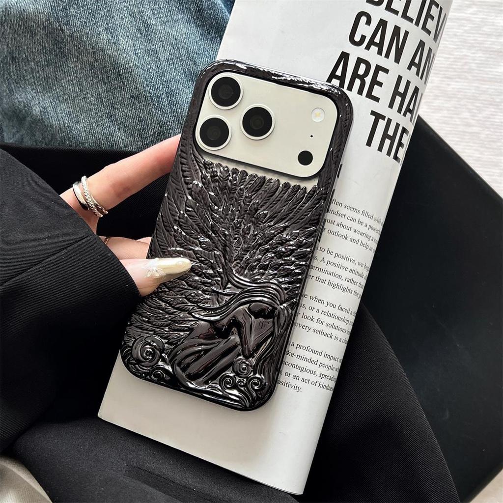 Гальванизированный матовый чехол для телефона с крыльями ангела для iPhone 15/16/17, 12, 13, 14, PROMAX