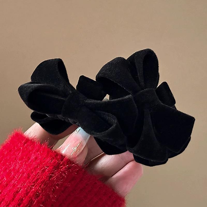 1 пара изысканных простых бархатных заколок-бантов для женщин и девочек, милые универсальные заколки для волос с челкой, аксессуары для волос, подарки