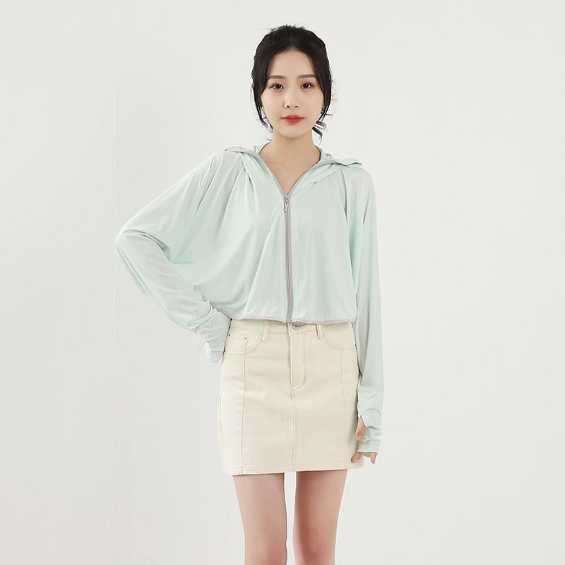 Женская очень длинная дышащая солнцезащитная куртка из ледяного шелка с защитой от УФ-лучей - Повседневный уличный стиль