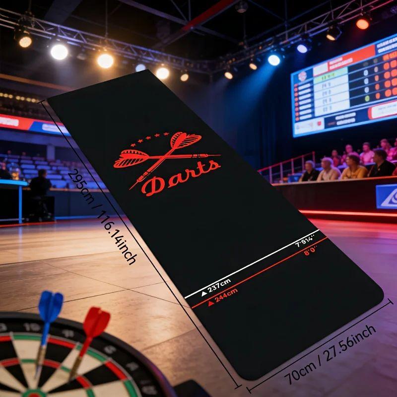 Dart Floor Mat, Darts Logo Non Slip Throw Line Pad with Distance Markers Wear Resistant for Indoor Darts Game Bar Room Decor