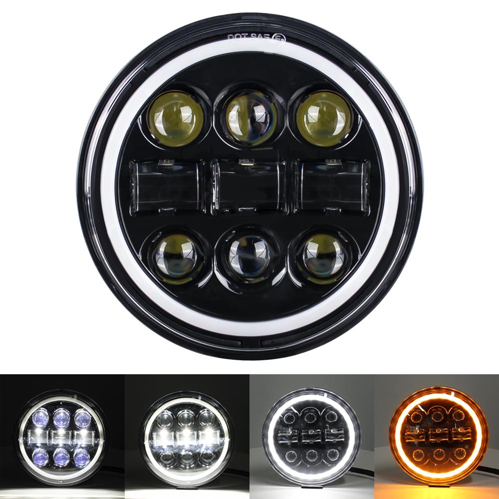 Фара для мотоцикла 5,75 дюйма Halo Angel Eyes дальний/ближний свет 5 3/4" DRL поворотник проект для Harley Sportster 883 XL883 FXCW