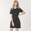 Spring/Summer Knitted A-line Dress: Breathable Striped Cutout Design for Everyday Wear