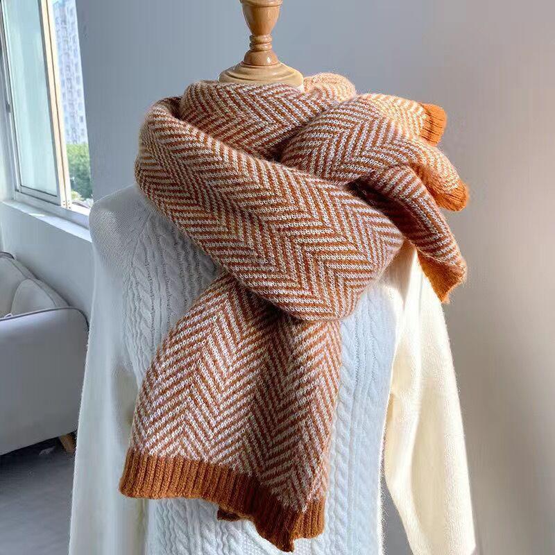 Soft Imitation Cashmere Scarf Elegant Plaid Large Scarves Thick Coldproof Warm Shawl for Women Female Autumn & Winter
