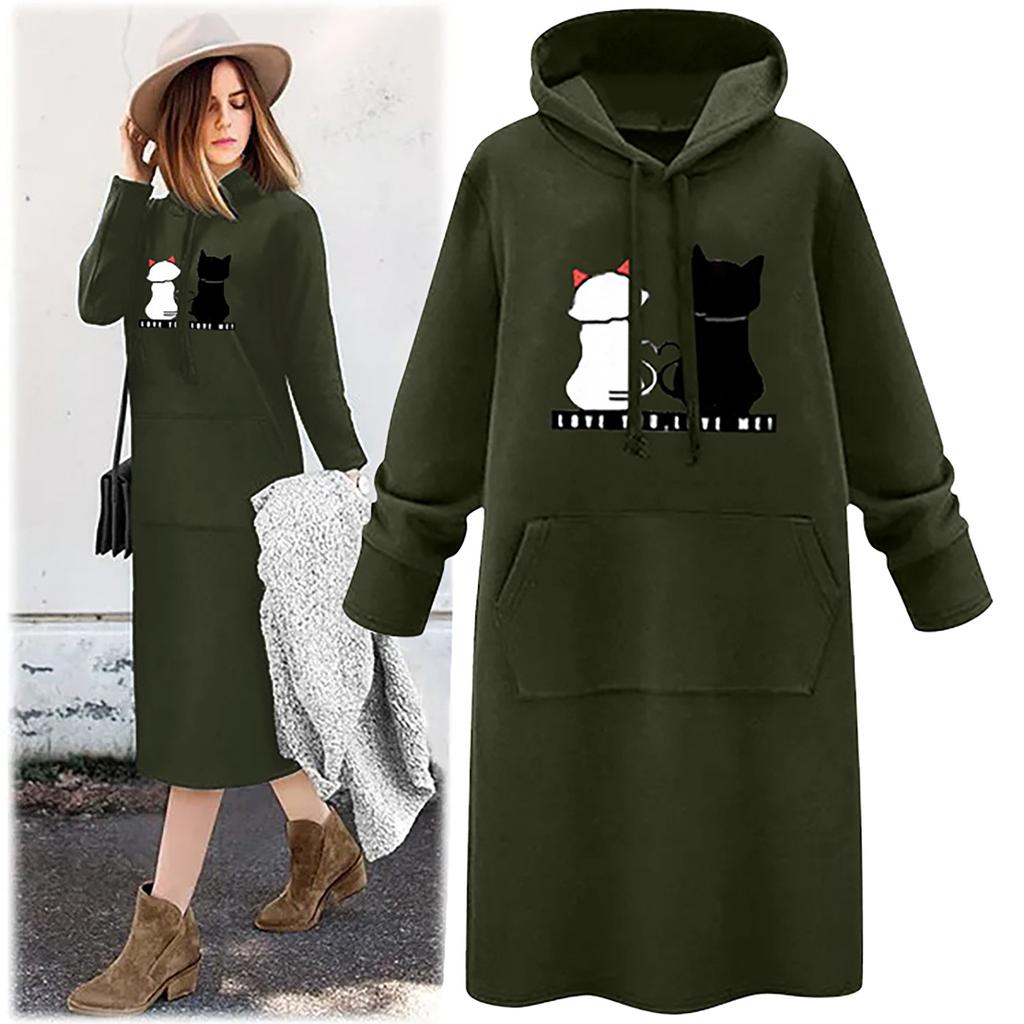 Hoodies For Women Casual Loose Pocket Long Sleeve Fashion Style Comfy Sweatshirts Pullover  Dress