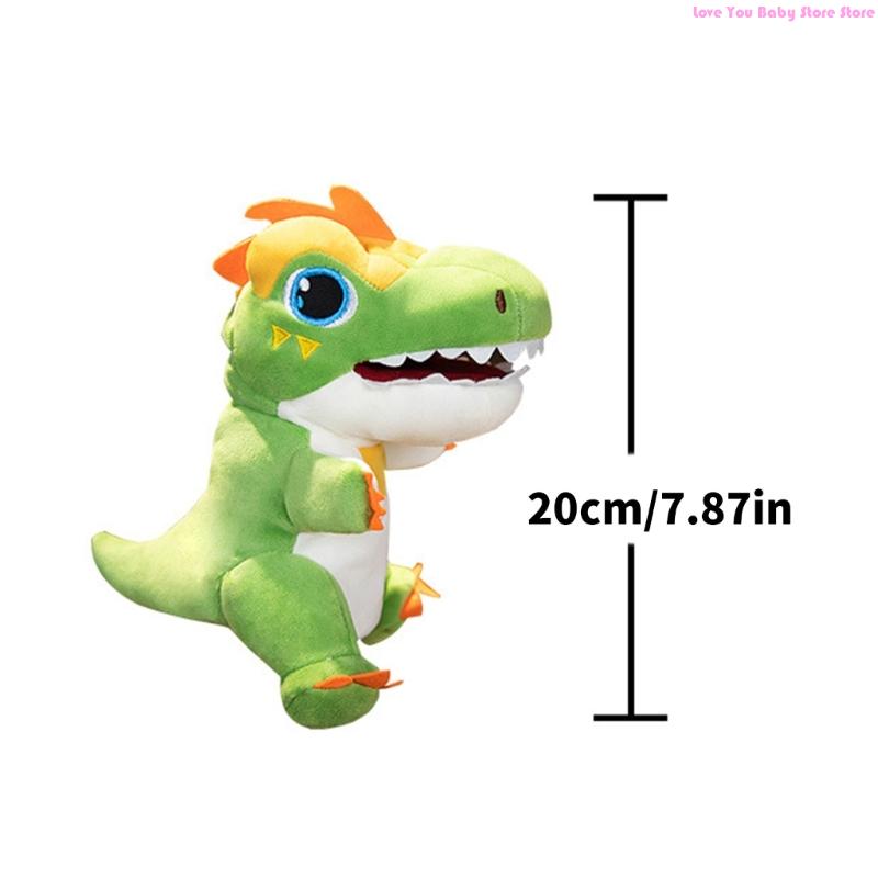 Playful Green Dinosaur Puppet Stuffed Toy Movable Mouth Interactive Kids Gift 195F