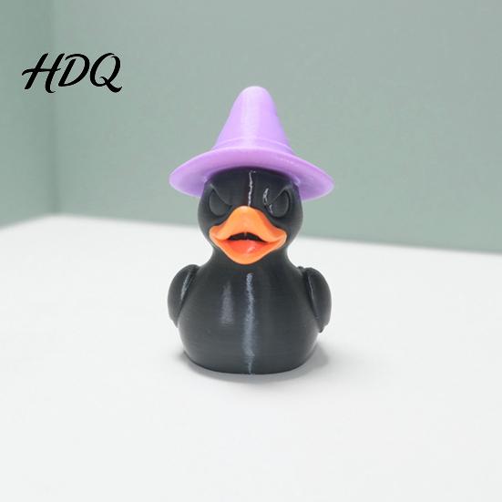 Декоративные статуэтки уток, Хэллоуинская ведьма, Черная фигурка, 3D-печатная шляпа, Настольные ручной работы, Пластиковые украшения, Декор, Жуткое настольное украшение