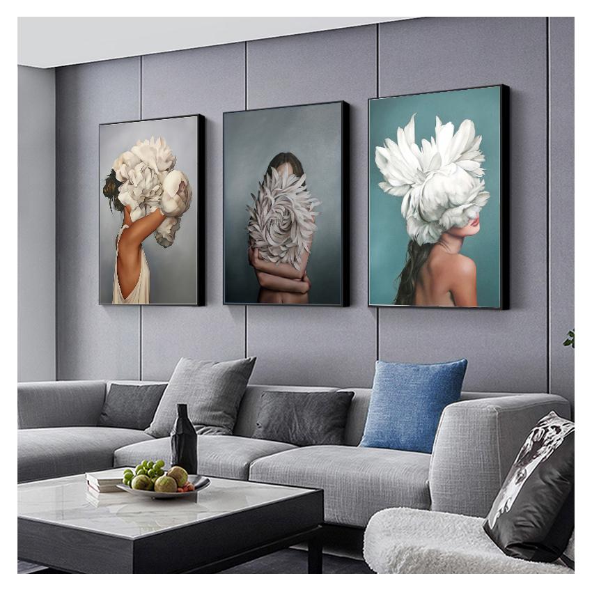 Картина Принт Плакат Картина Стена Спальня Гостиная Столовая Современные Украшения Дома Абстрактные Цветы Аватар Девушка Холст Без Рамки