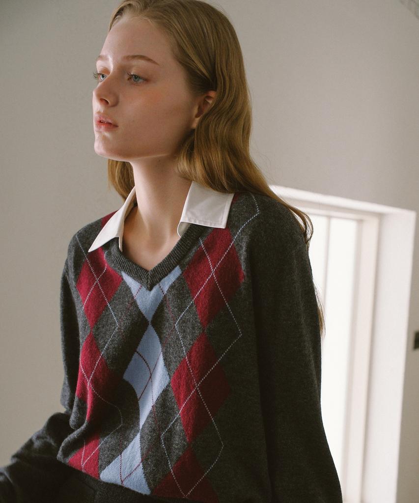 YUPPE Argyle Shirt Knit_Gray