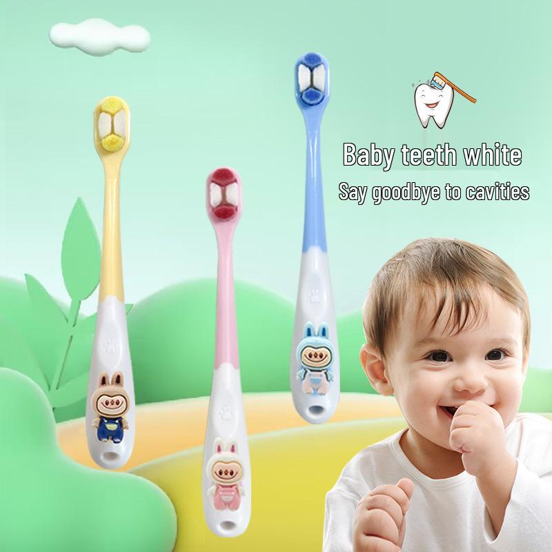 Детская мягкая зубная щетка Labubu Cartoon Cat Paw - Милый дизайн с десятью тысячами щетинок.