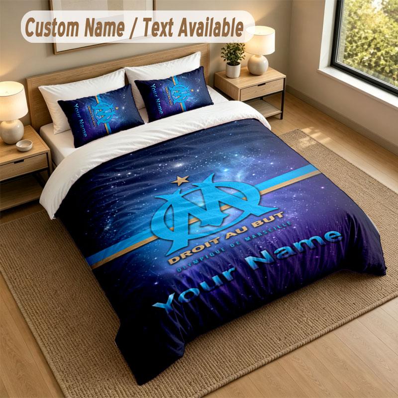 Bedding Set 1 Duvet Cover 2 Pillowcases Olympique Marseille FC Print Soft Bed Linen Bedroom Decor