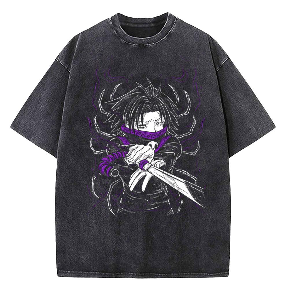 2026 Hot Sale Anime Hunter X Hunter Meruem Tshirt Aizakku Netero Washed Vintage T Shirt Men Women High Quality Cotton Male Short Sleeve Tshirt Top Tee