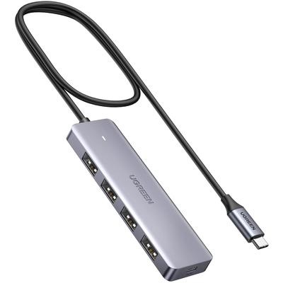 Хаб UGREEN с USB 60 см или 5 Гбит/с Данные Светодиод Питание Совместим с USB-флешками и Низким энергопотреблением Совместим с и Другие USB-C Хаб, 4-портовый Type-C 3.0