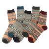 1/5 пары мужских зимних носков средней длины с теплоизоляцией в этническом стиле для дома и спальни, носки-тапочки с цветными блоками, противоскользящие, вязаные, повседневные