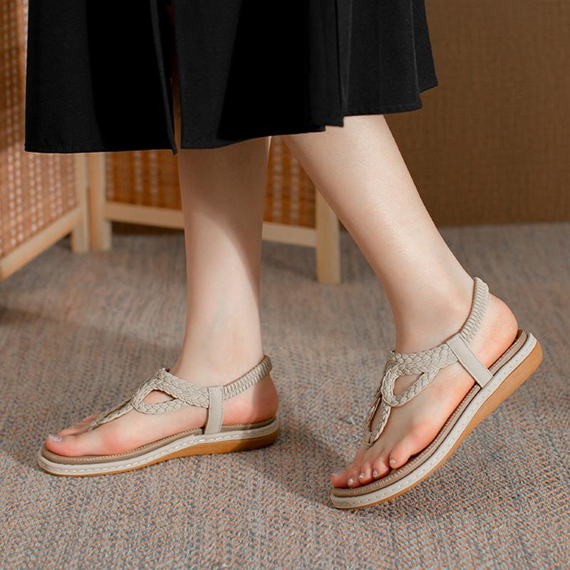 Модная летняя обувь, женские сандалии на плоской подошве, шлепанцы, нескользящие, мягкие, женские, в богемном стиле, размер плюс 42