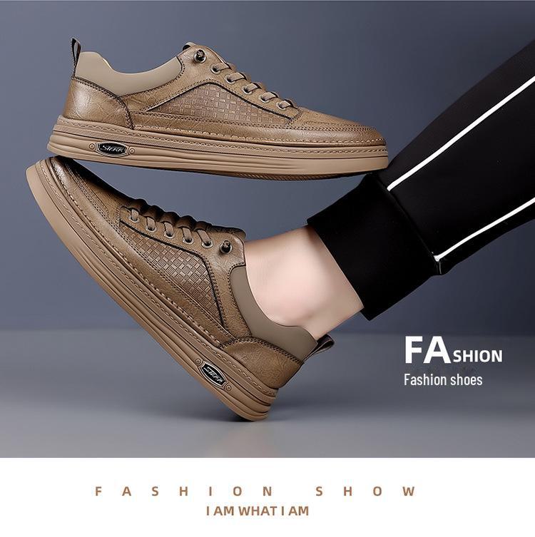 Мужские модные кожаные кроссовки с мягкой подошвой 2024 года — универсальная повседневная обувь на весну и осень
