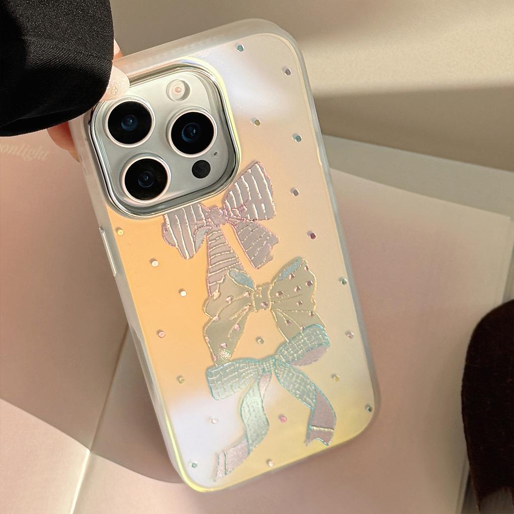 Позолоченный чехол для телефона iPhone 15 Pro Max, 16 разноцветных бантов в горошек, 13 в милом стиле, 17 с защитой от падений, лазерная гравировка