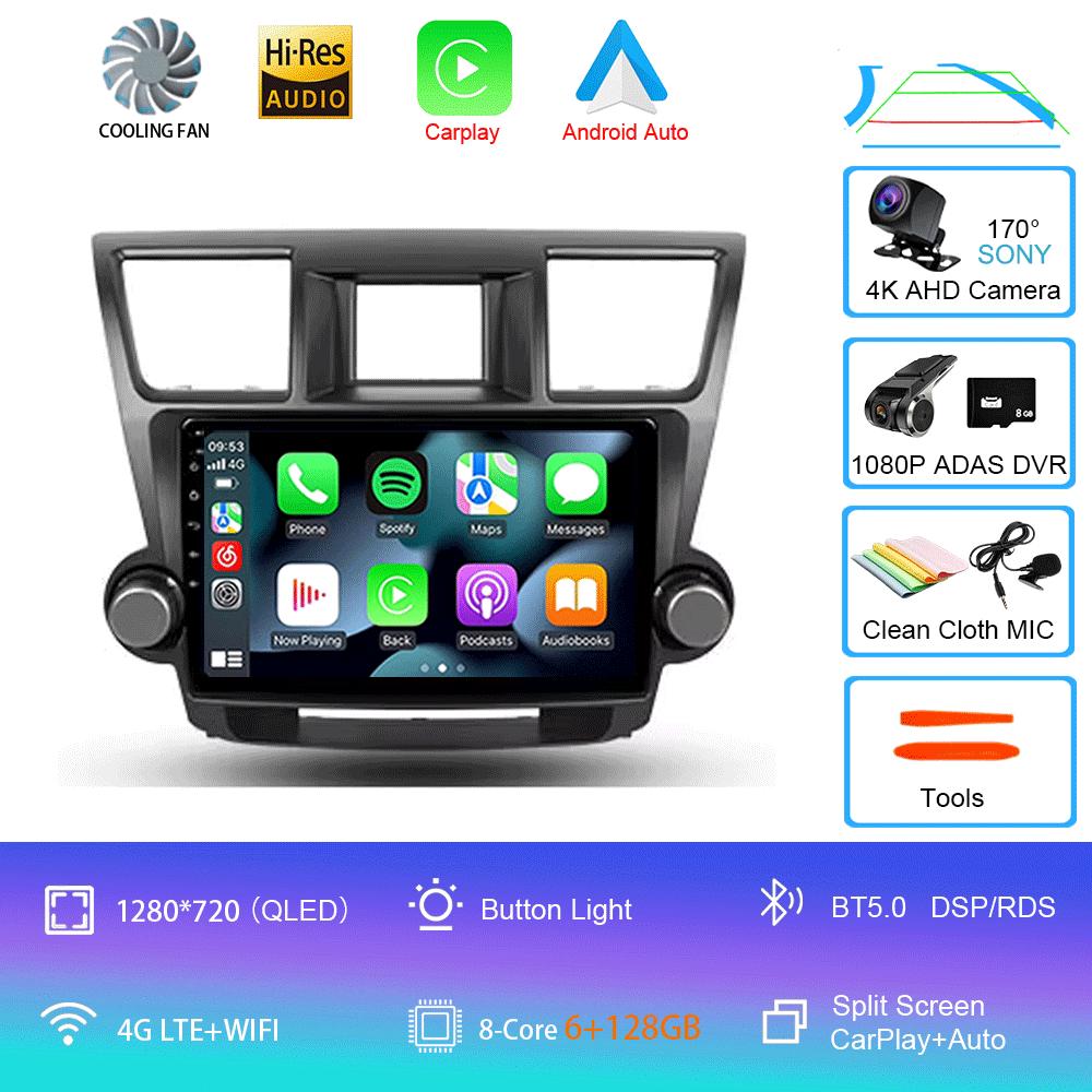 Автомобильное радио Android 14 Carplay Auto для Toyota Highlander 2 XU40 2007-2013 Мультимедиа Видео Плеер Навигация GPS Стерео 2din DSP